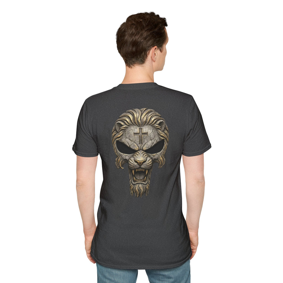 Lion of Judah Skull Christian T-shirt - Warrior Faith Cross T-shirt Printify