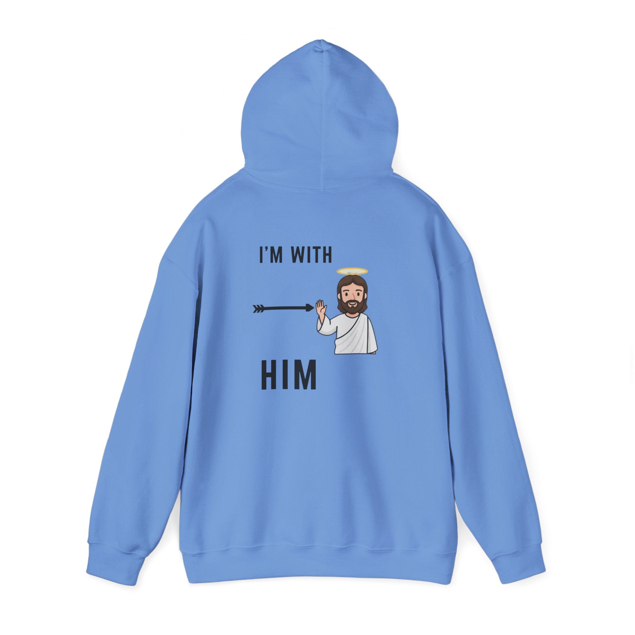 🔥 I’m With Him → Christian Hoodie | Arrow Pointing to Jesus | Minimalist Faith Tee | Subtle Cross Design | Bible-Inspired Apparel by Uplifted Gear Printify