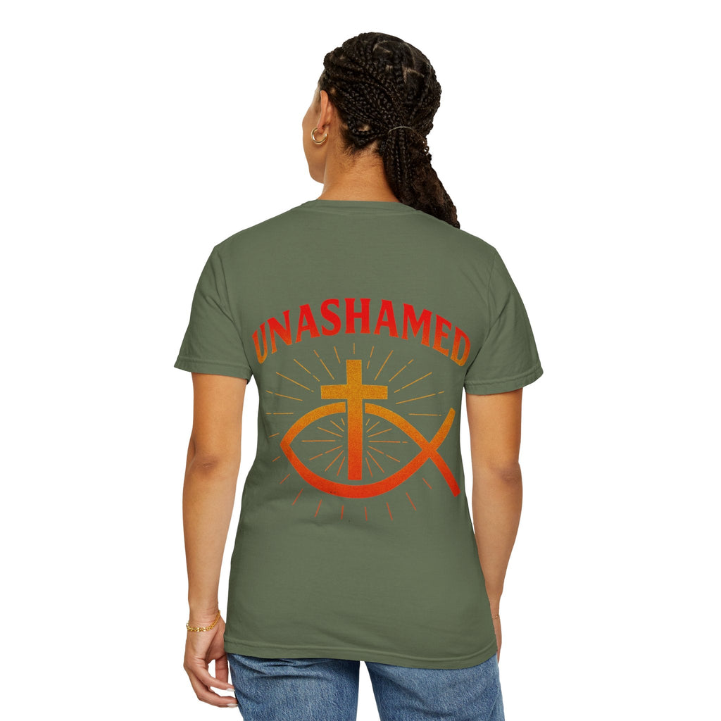 Unashamed T-shirt – Ichthys Jesus Fish & Cross Christian Sweatshirt for Romans 1:16 Bold Faith Printify