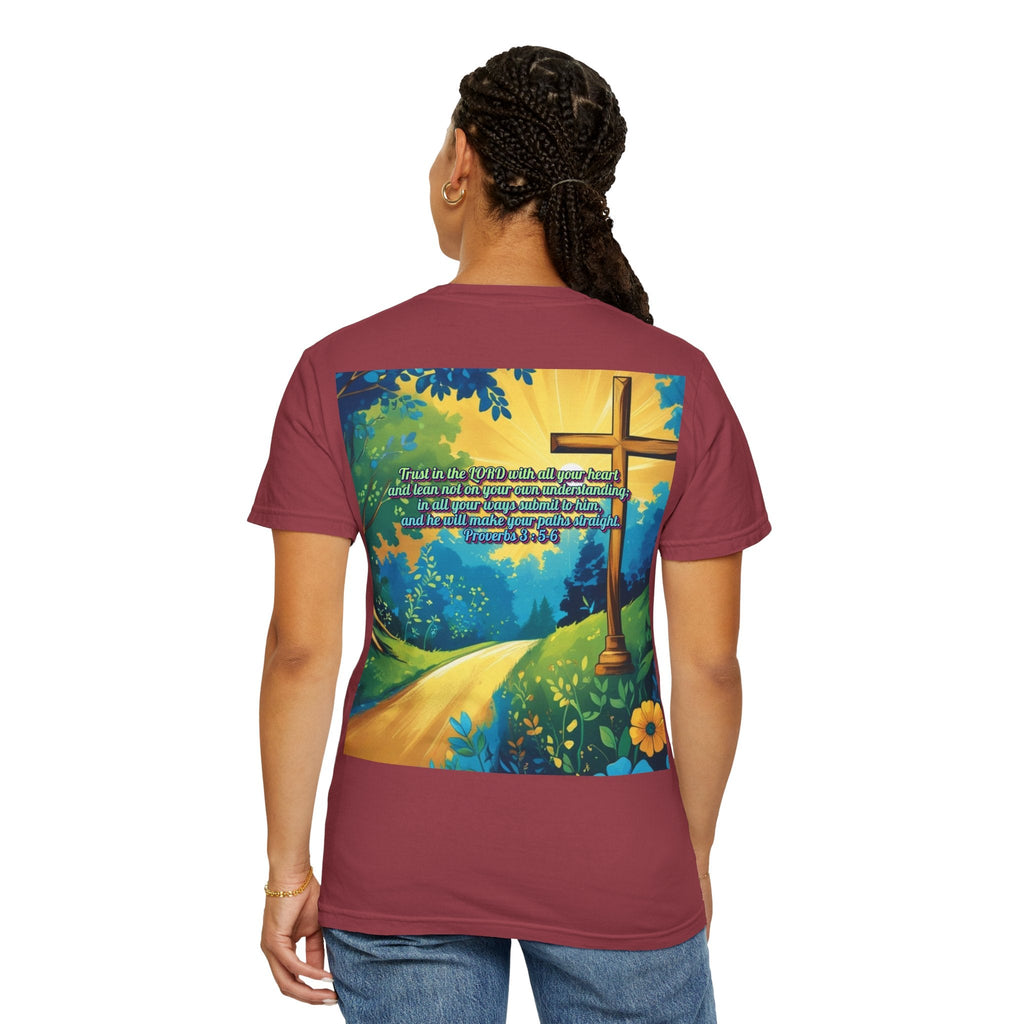 Trust in The Lord Proverbs 3:5-6 Biblical Design Unisex Garment-Dyed T-shirt Printify