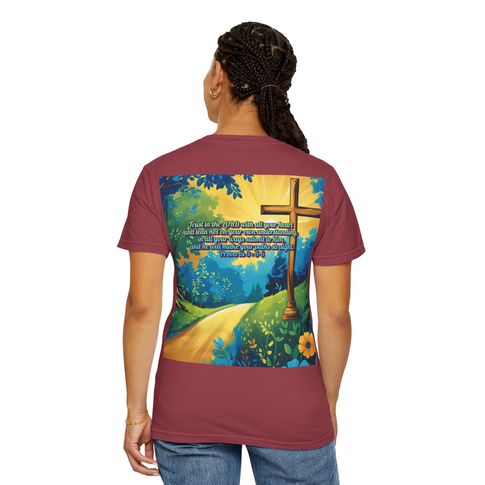 Trust in The Lord Proverbs 3:5-6 Biblical Design Unisex Garment-Dyed T-shirt Printify