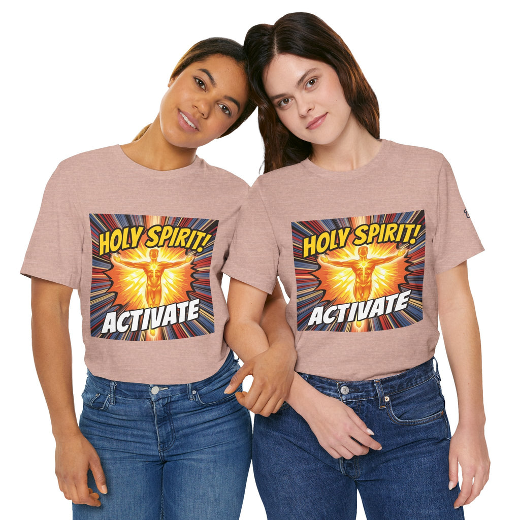 Holy Spirit Activate T-shirt – Superhero Christian T-shirt with Vibrant Power-Up Design for Faith-Fueled Boldness Printify
