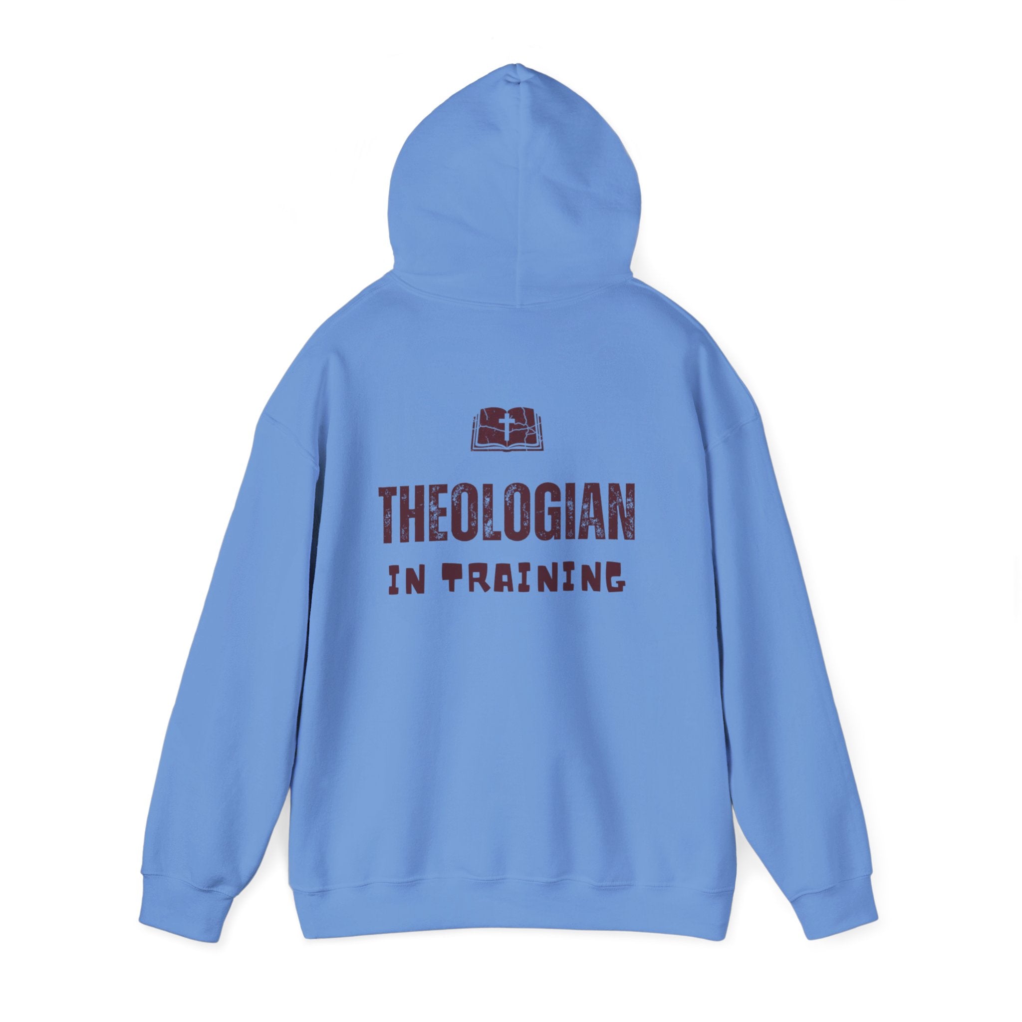 Theologian in Training Hoodie – Open Bible & Cross Christian Hoodie for Faithful Growth Printify