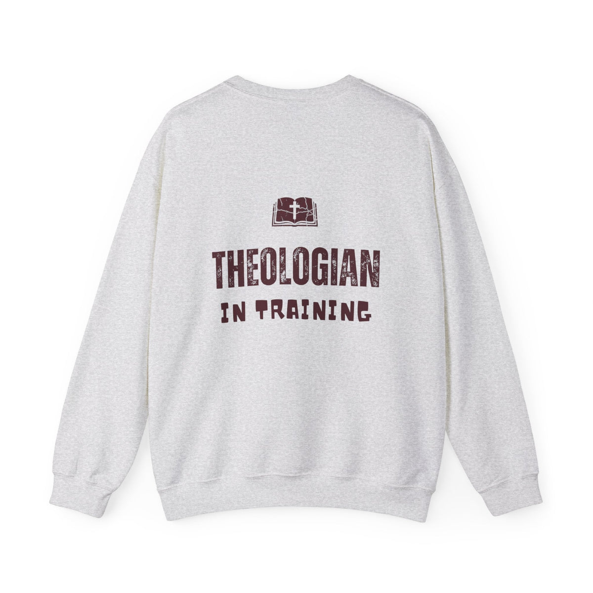 Theologian in Training Sweatshirt – Open Bible & Cross Christian Sweatshirt for Faithful Growth Printify