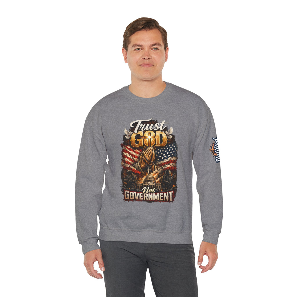 Trust God Not Government Sweatshirt — Vintage Patriotic Christian Sweatshirt Printify