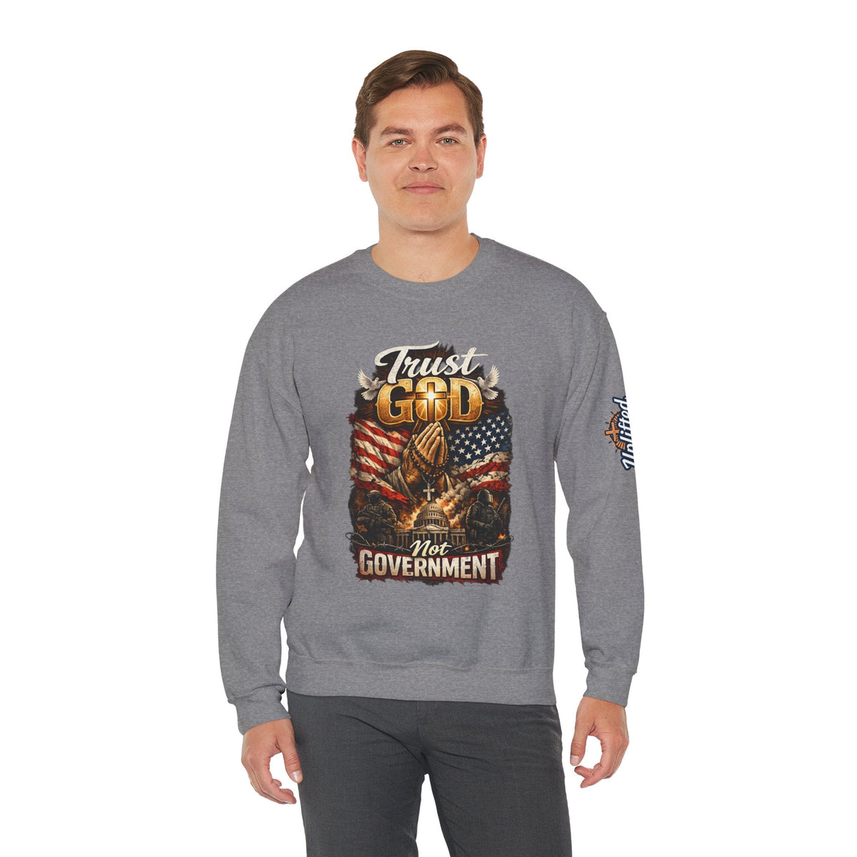 Trust God Not Government Sweatshirt — Vintage Patriotic Christian Sweatshirt Printify