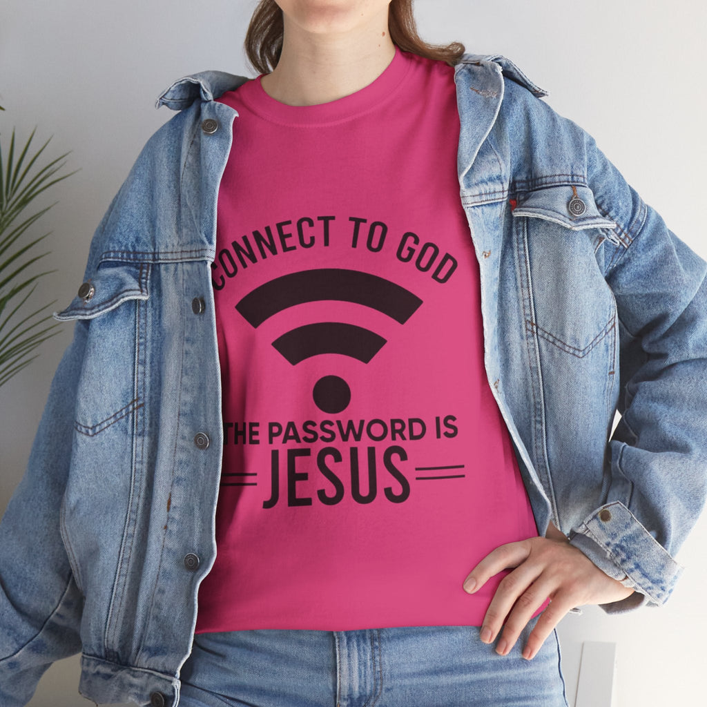 Connect to God T-shirt - WIFI Password is Jesus - Funny Christian Faith T-shirt Printify