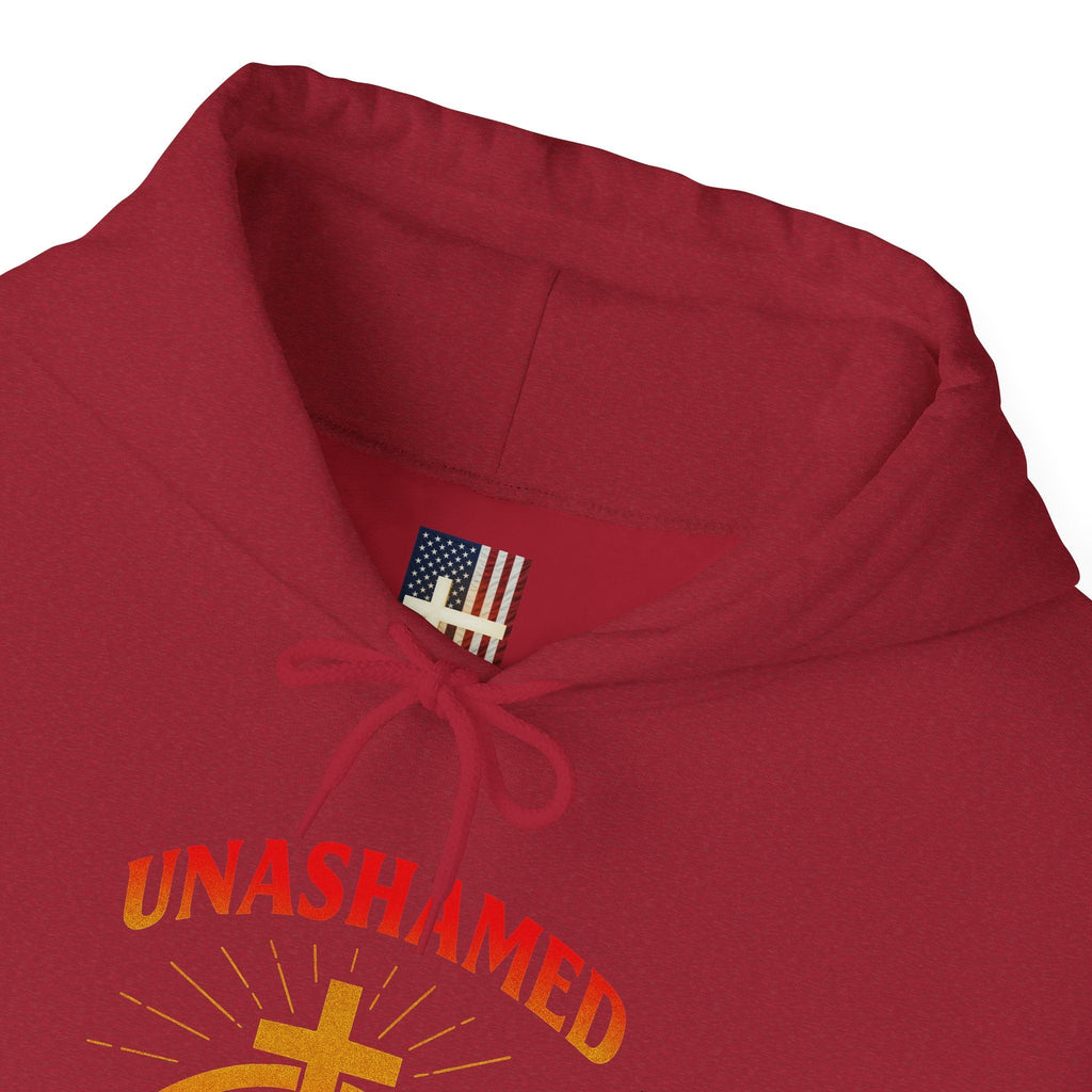 Unashamed Hoodie – Ichthys Jesus Fish & Cross Christian Sweatshirt for Romans 1:16 Bold Faith Printify