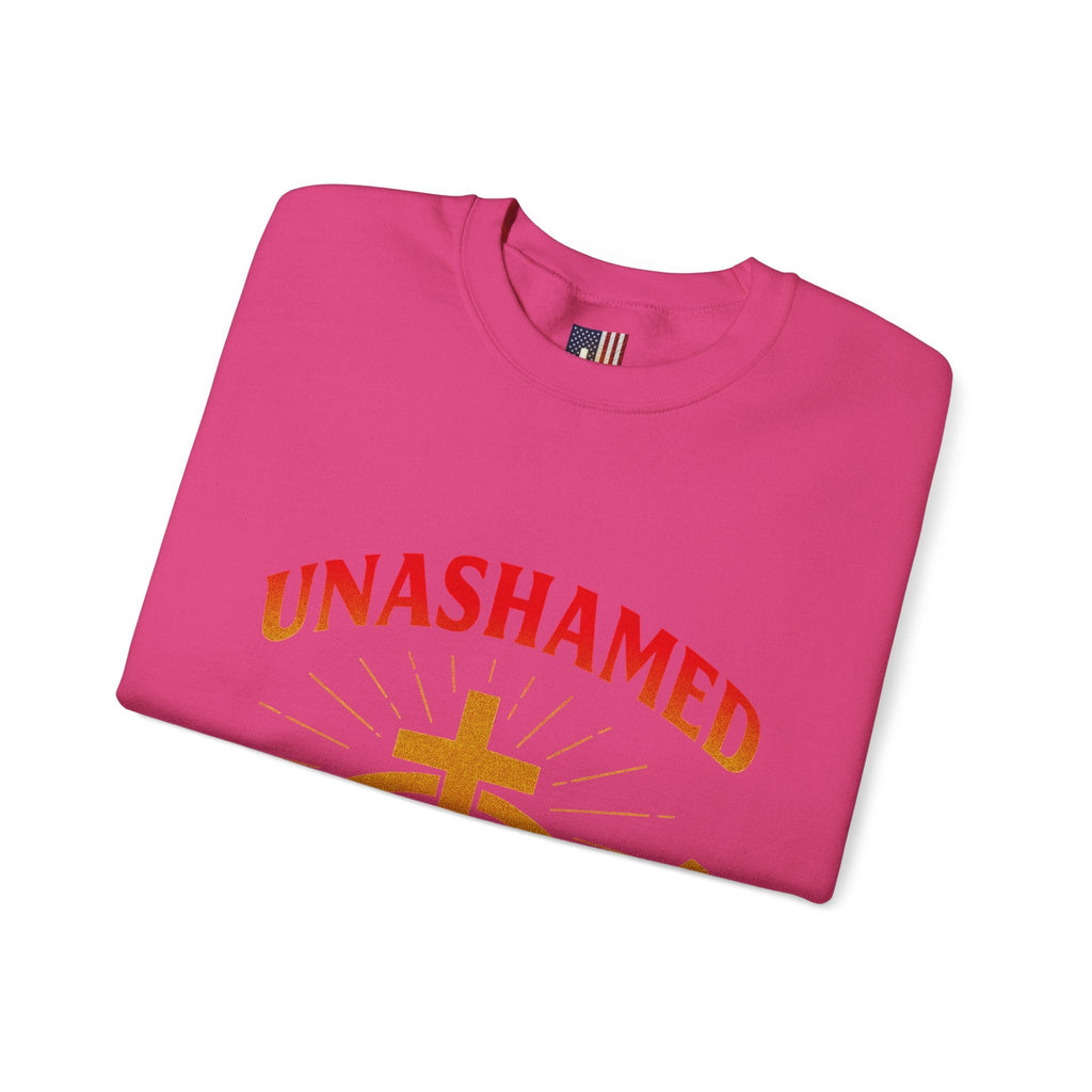Unashamed Sweatshirt – Ichthys Jesus Fish & Cross Christian Sweatshirt for Romans 1:16 Bold Faith Printify