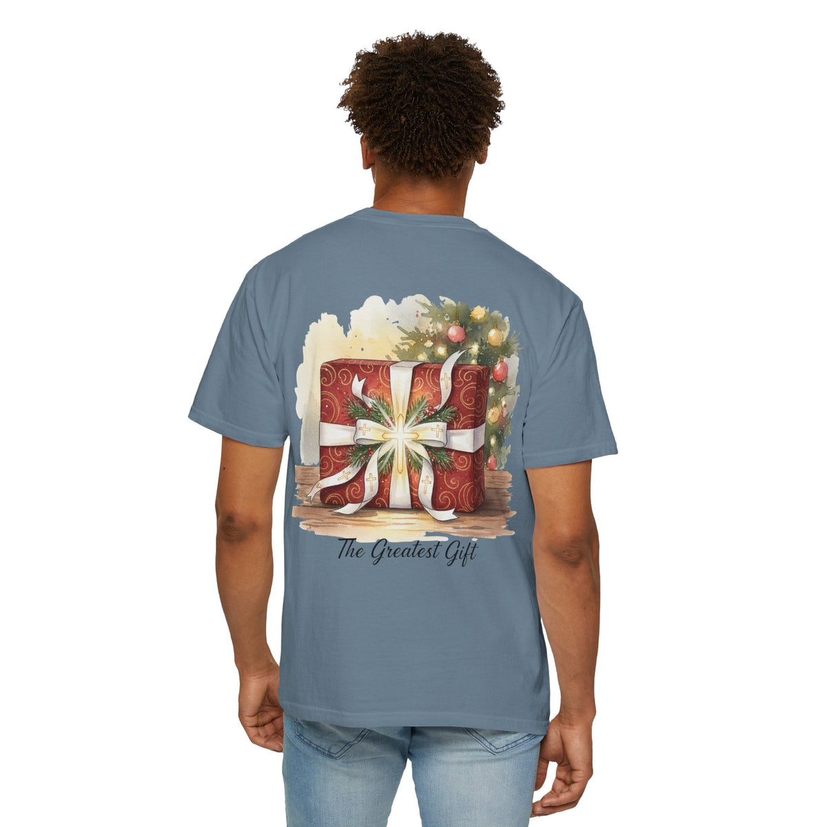 The Greatest Gift T-shirt – Cross Bow Present Christian T-shirt for Christmas Salvation & Eternal Faith Printify