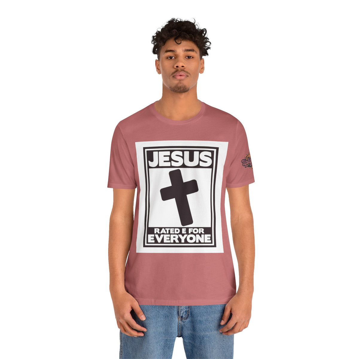 Jesus, Rated E for Everyone T-shirt - Gamer Faith T-shirt - Christian Video Game Parody Printify