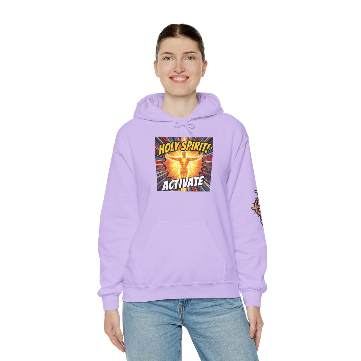 Holy Spirit Activate Hoodie – Superhero Christian Sweatshirt with Vibrant Power-Up Design for Faith-Fueled Boldness Printify