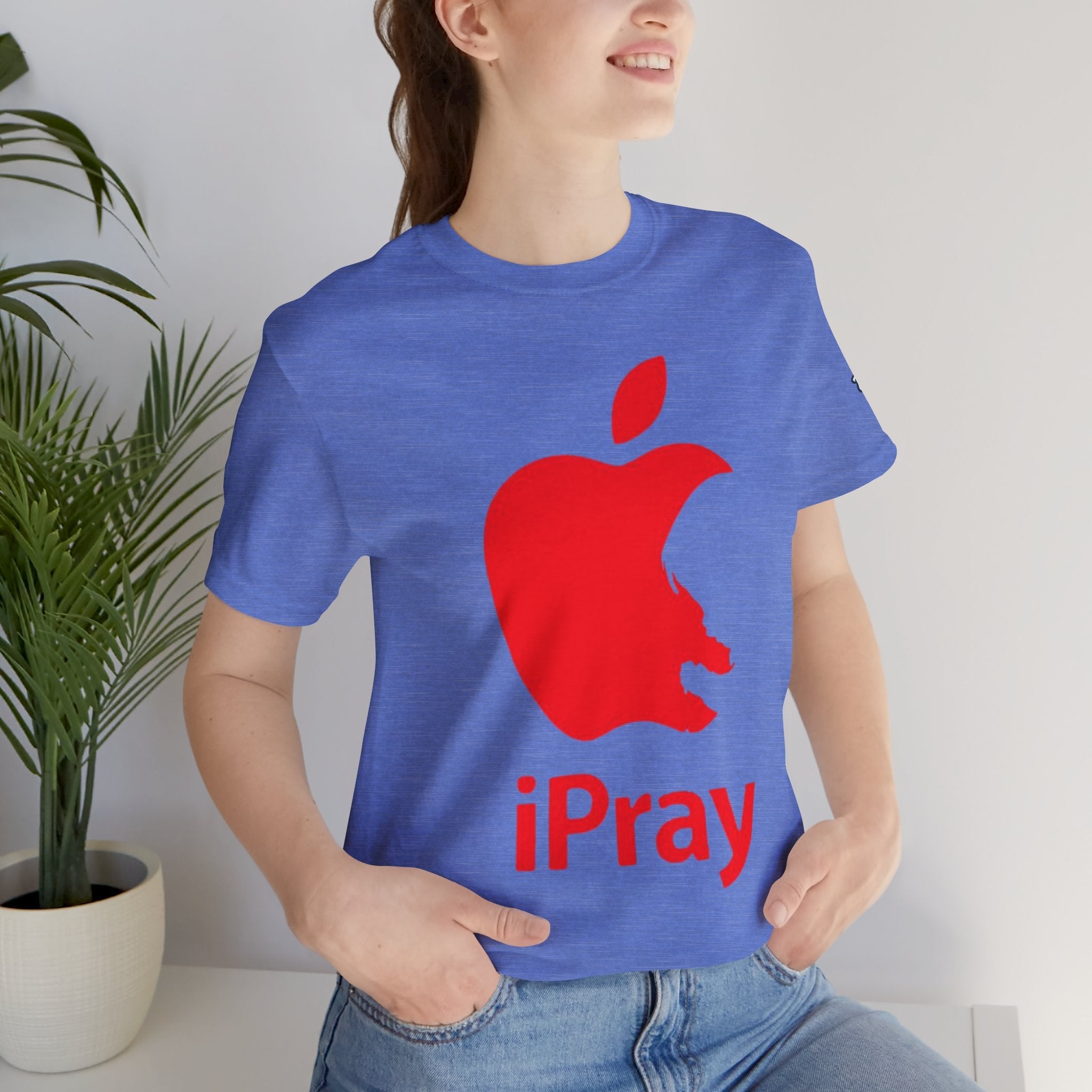 iPray Red Apple Christian T-Shirt — Faith Graphic Tee Printify