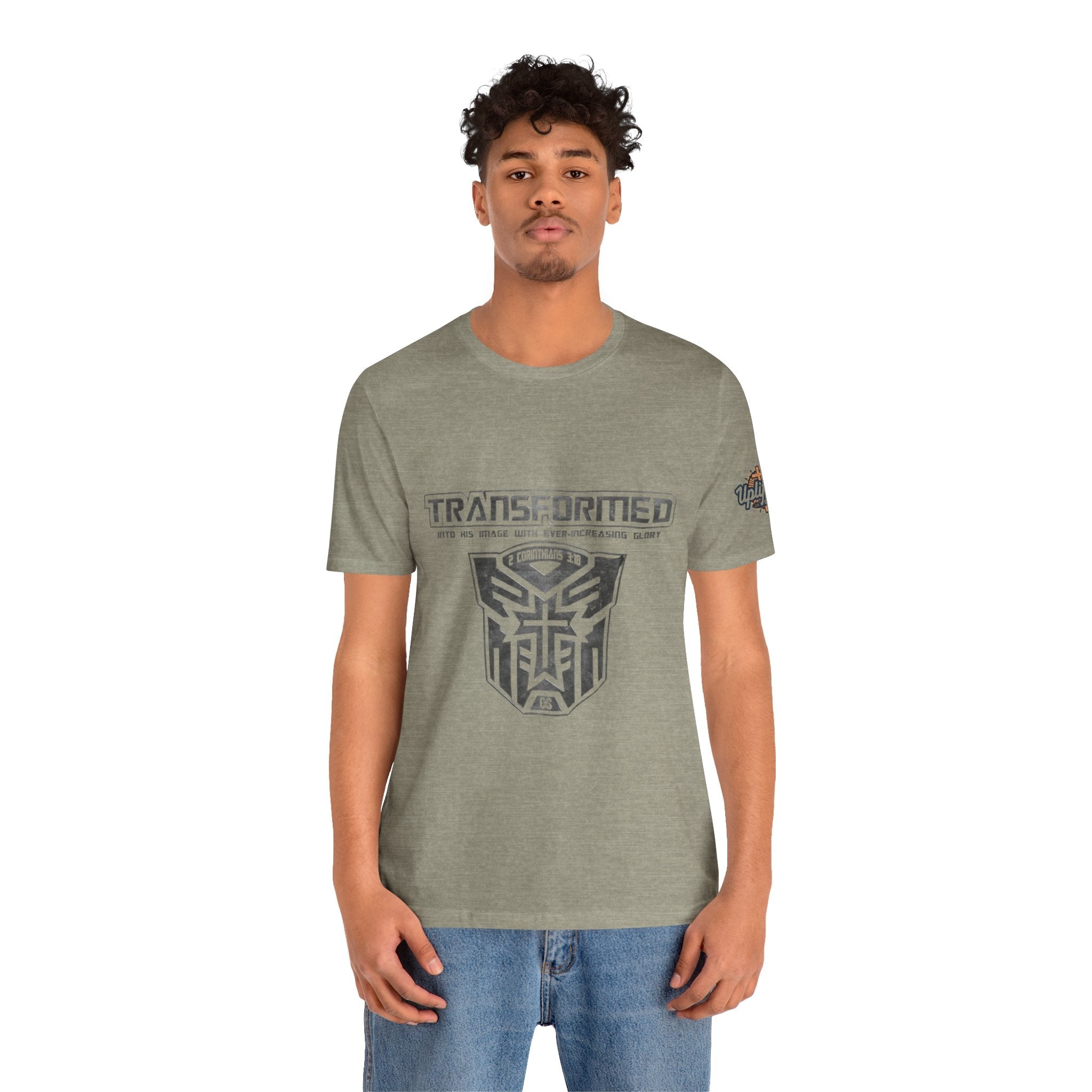 Transformer Logo Christian T-shirt | 2 Corinthians 3:18 Bible Verse T-shirt Printify
