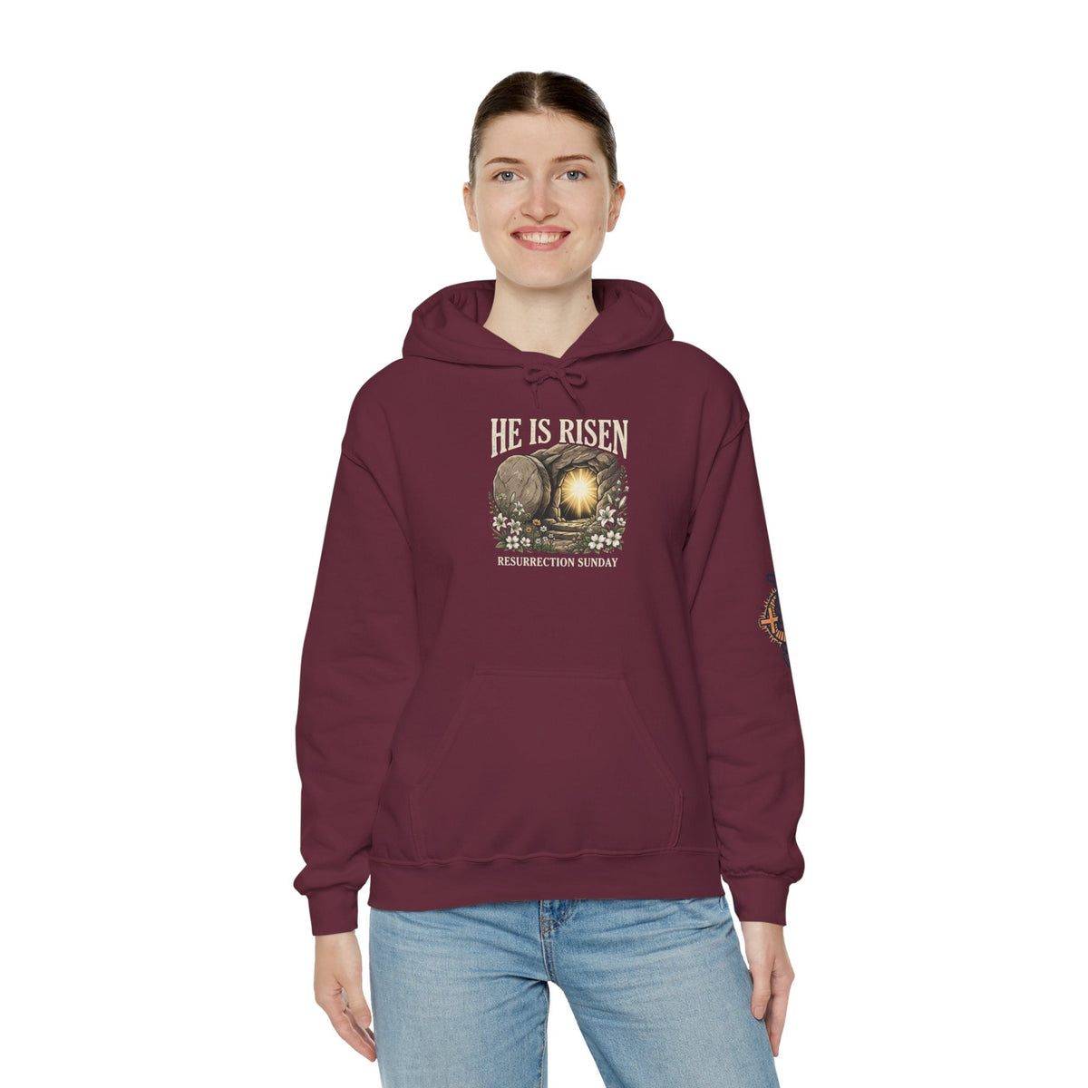 He Is Risen Hoodie — Jesus Christ Resurrection Easter Hoodie Printify