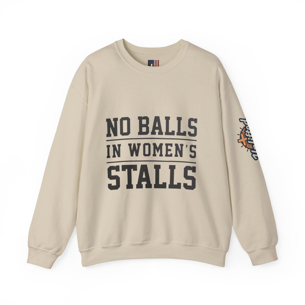 No Balls in Women's Stalls Crewneck Sweatshirt — Bold Statement Pullover Printify