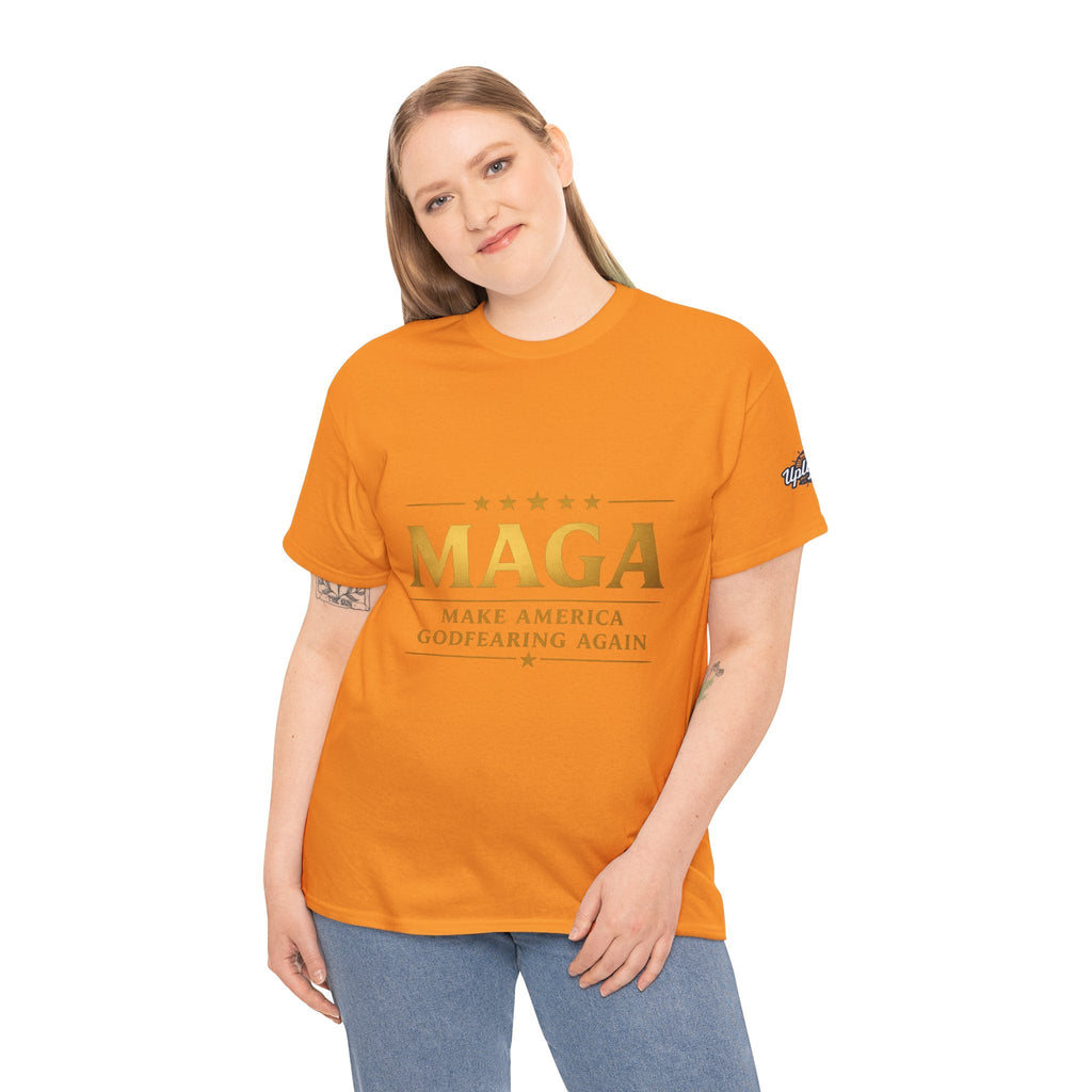 MAGA Gold Letter T-Shirt — "Make America Great Again" Printify