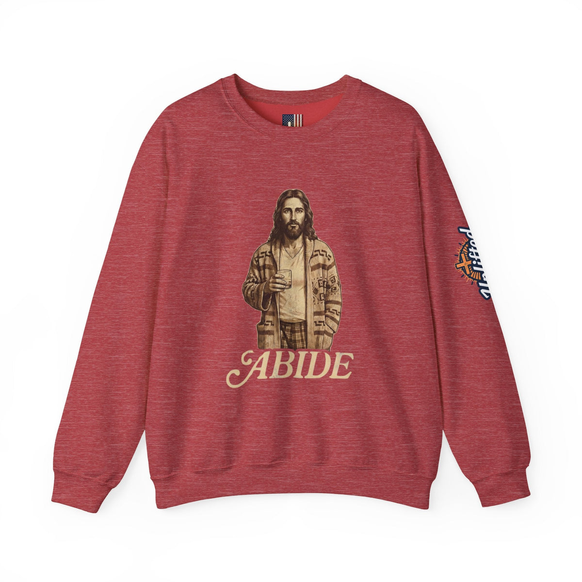 Abide Jesus Sweatshirt — Vintage 'The Dude' Religious Graphic Sweatshirt Printify