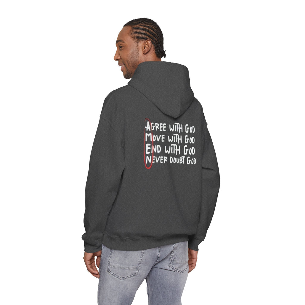 AMEN Acronym Hoodie – Agree with God Move with God End with God Never Doubt God Christian Sweatshirt for Unwavering Faith Printify
