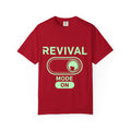 🔥 Revival Mode: ON – Christian Techwear T-Shirt | Glowing Green Faith Switch | Futuristic Jesus Shirt | Activate Your Spiritual Awakening | Uplifted Gear Printify