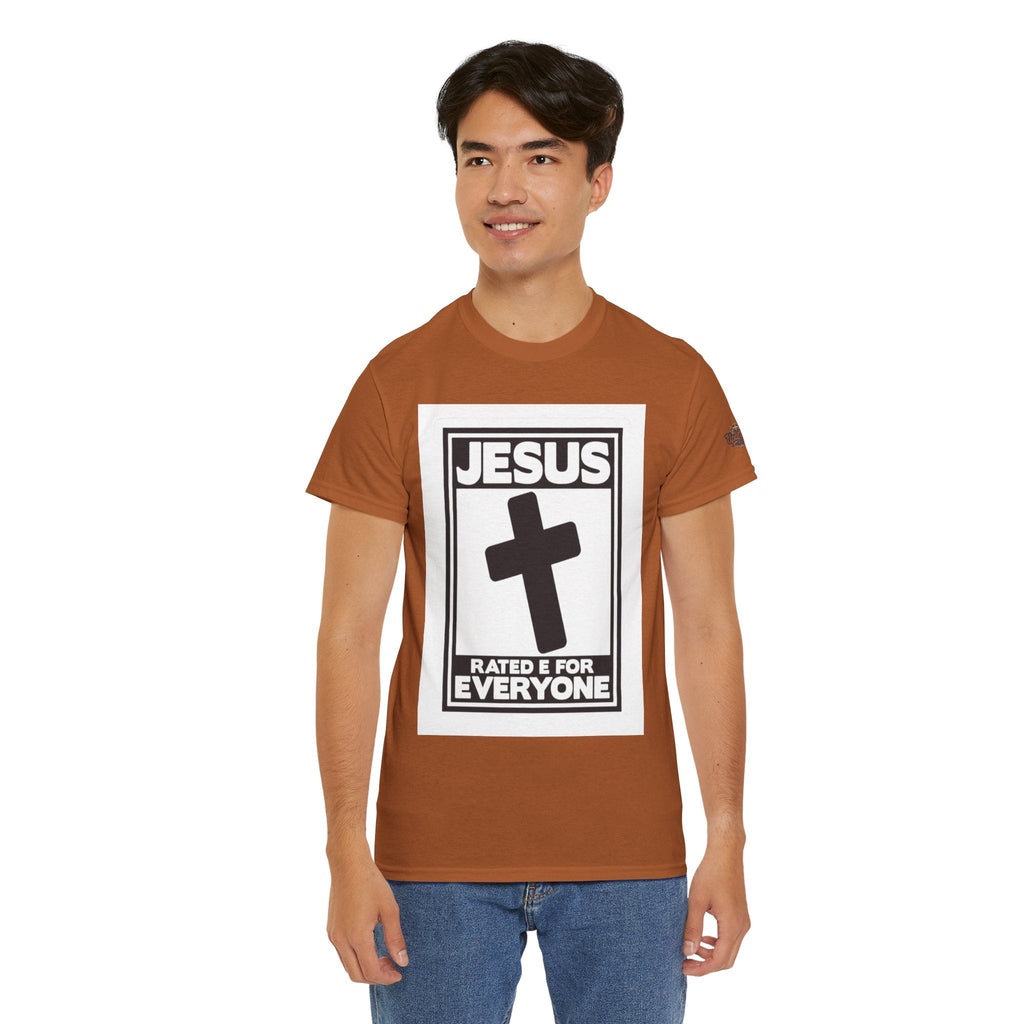 Jesus, Rated E for Everyone T-shirt - Gamer Faith T-shirt - Christian Video Game Parody Printify