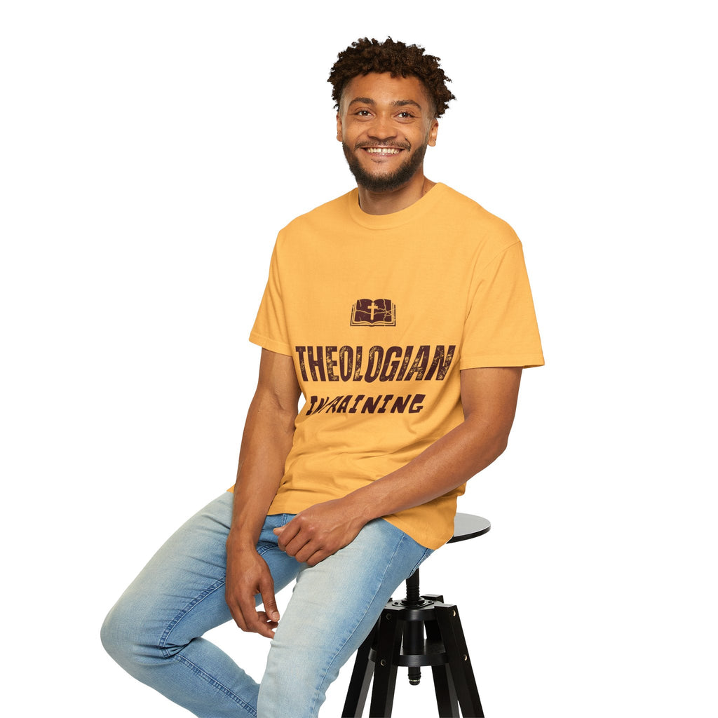 Theologian in Training T-Shirt – Open Bible & Cross Christian Tee for Faithful Learners Printify