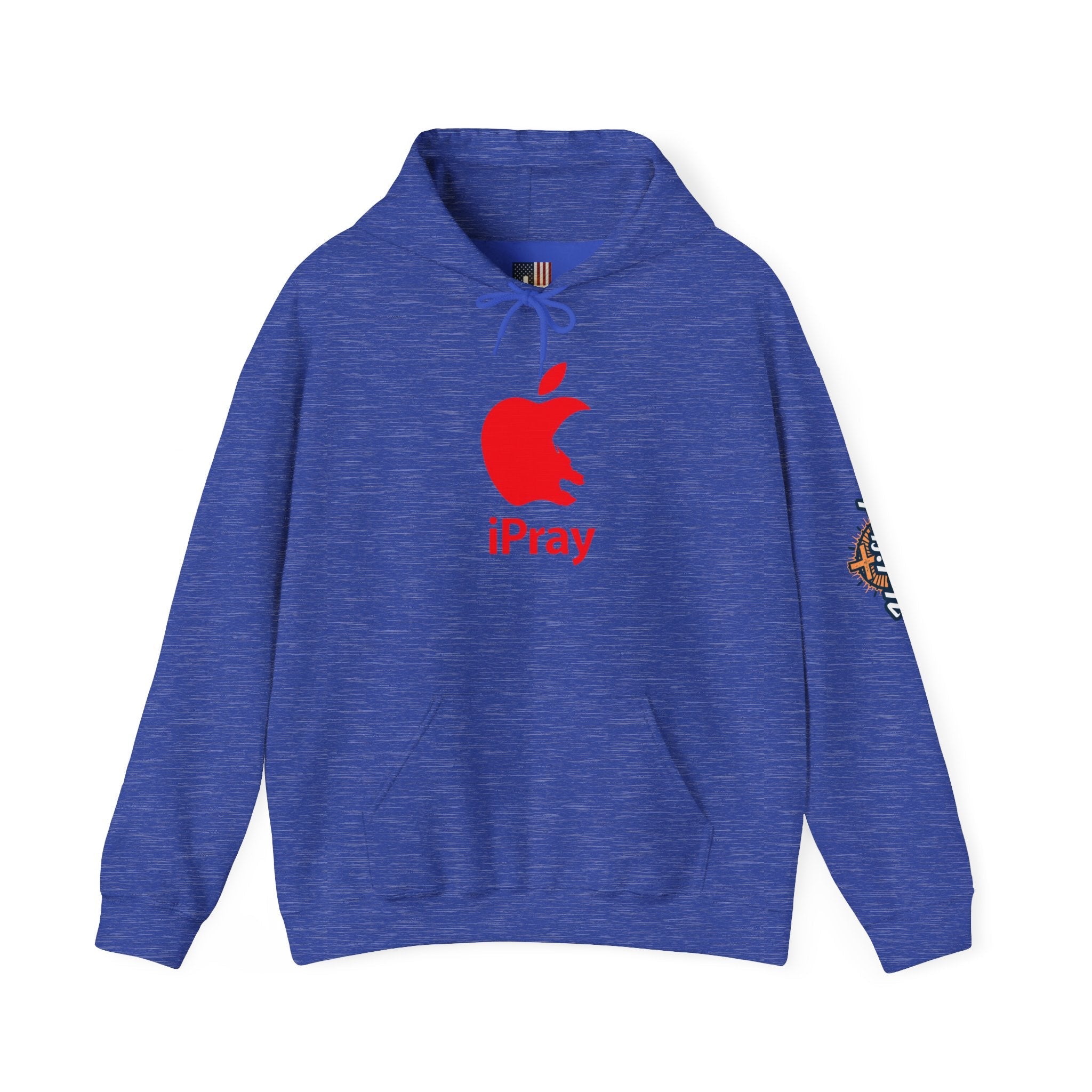 iPray Apple Logo Hoodie — Funny Christian Hoodie (Minimal Red Apple Graphic) Printify