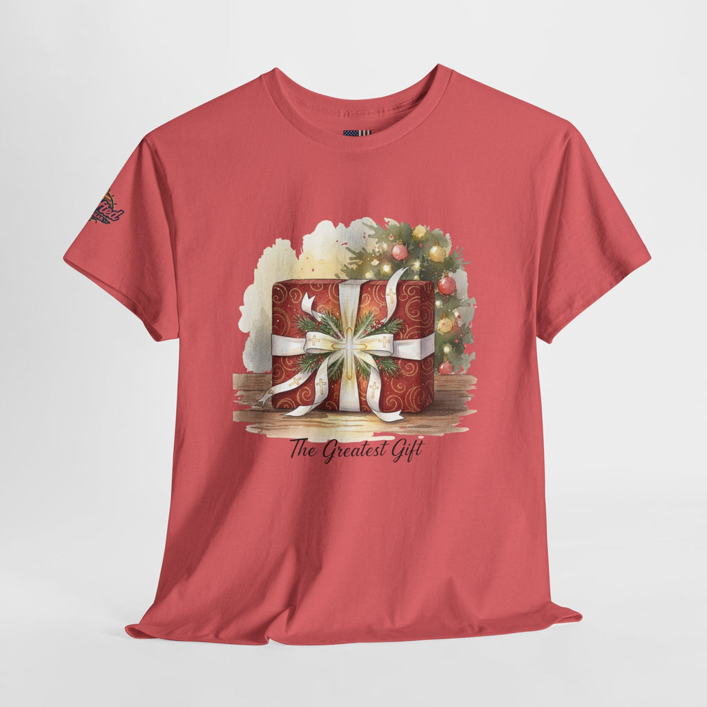 The Greatest Gift T-shirt – Cross Bow Present Christian T-shirt for Christmas Salvation & Eternal Faith Printify
