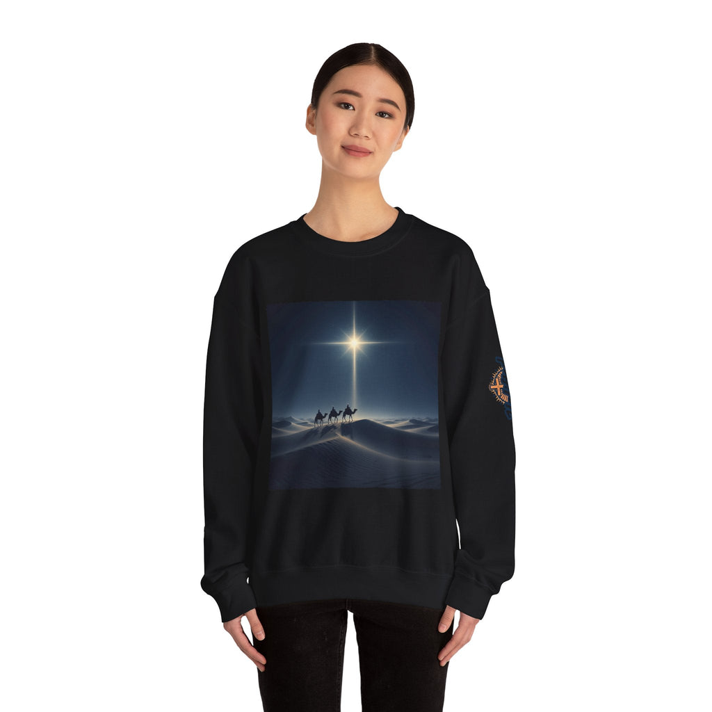 3 Wise Men Sweatshirt – Magi Camels Nativity Journey Christian Christmas Sweatshirt for Epiphany Faith & Holy Night Printify