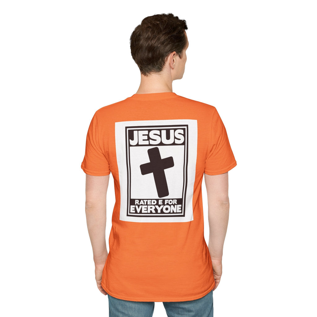Jesus, Rated E for Everyone T-shirt - Gamer Faith T-shirt - Christian Video Game Parody Printify