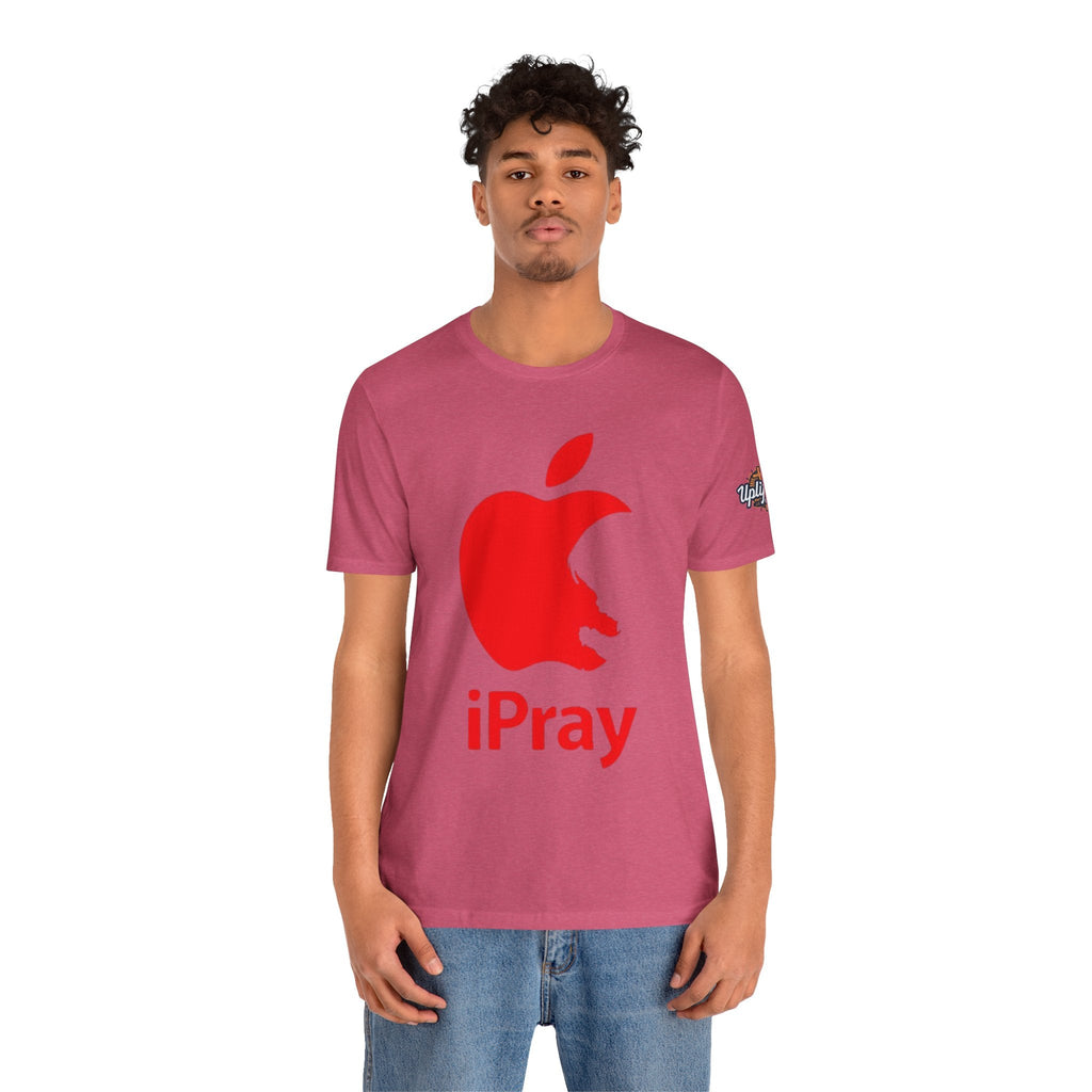 iPray Red Apple Christian T-Shirt — Faith Graphic Tee Printify