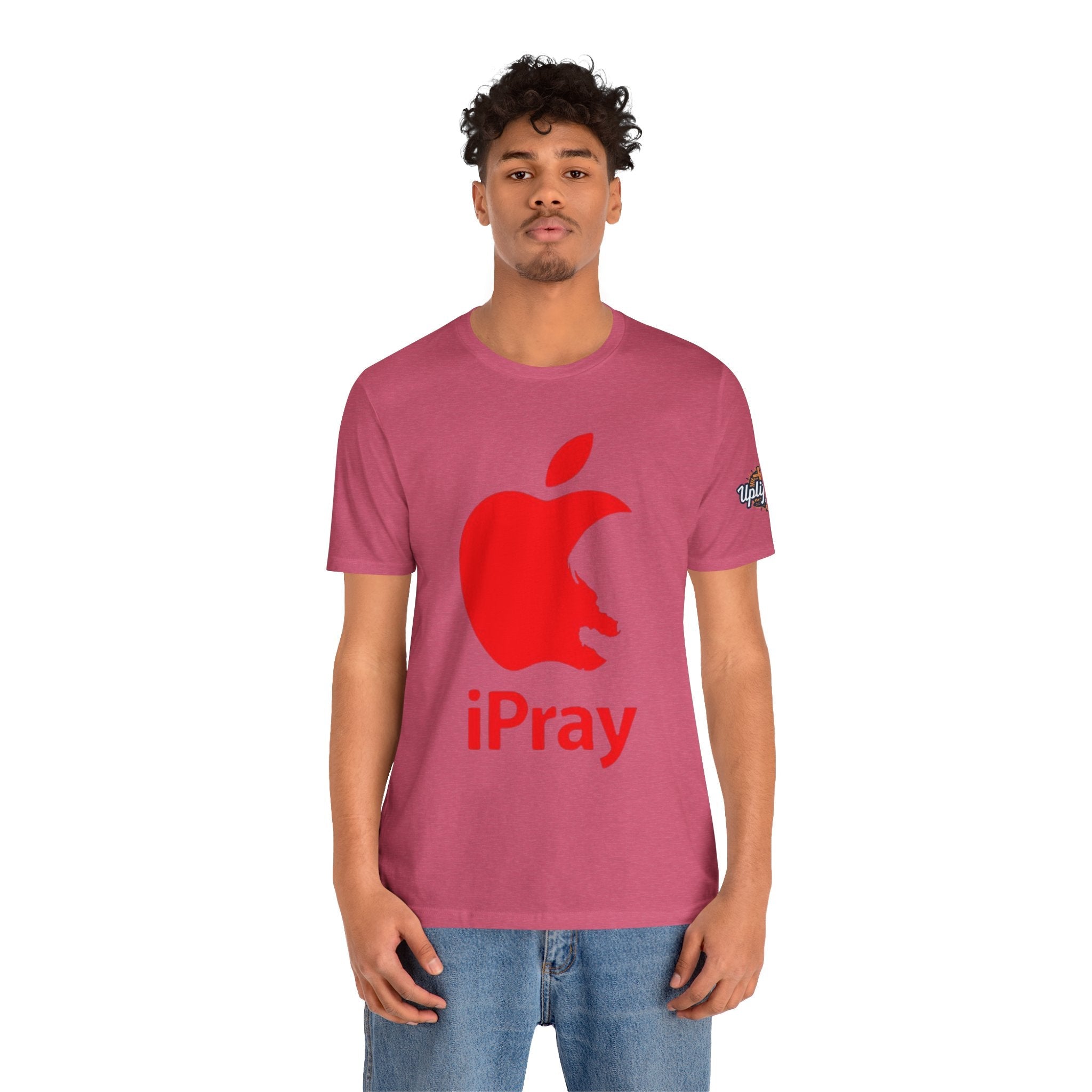 iPray Red Apple Christian T-Shirt — Faith Graphic Tee Printify
