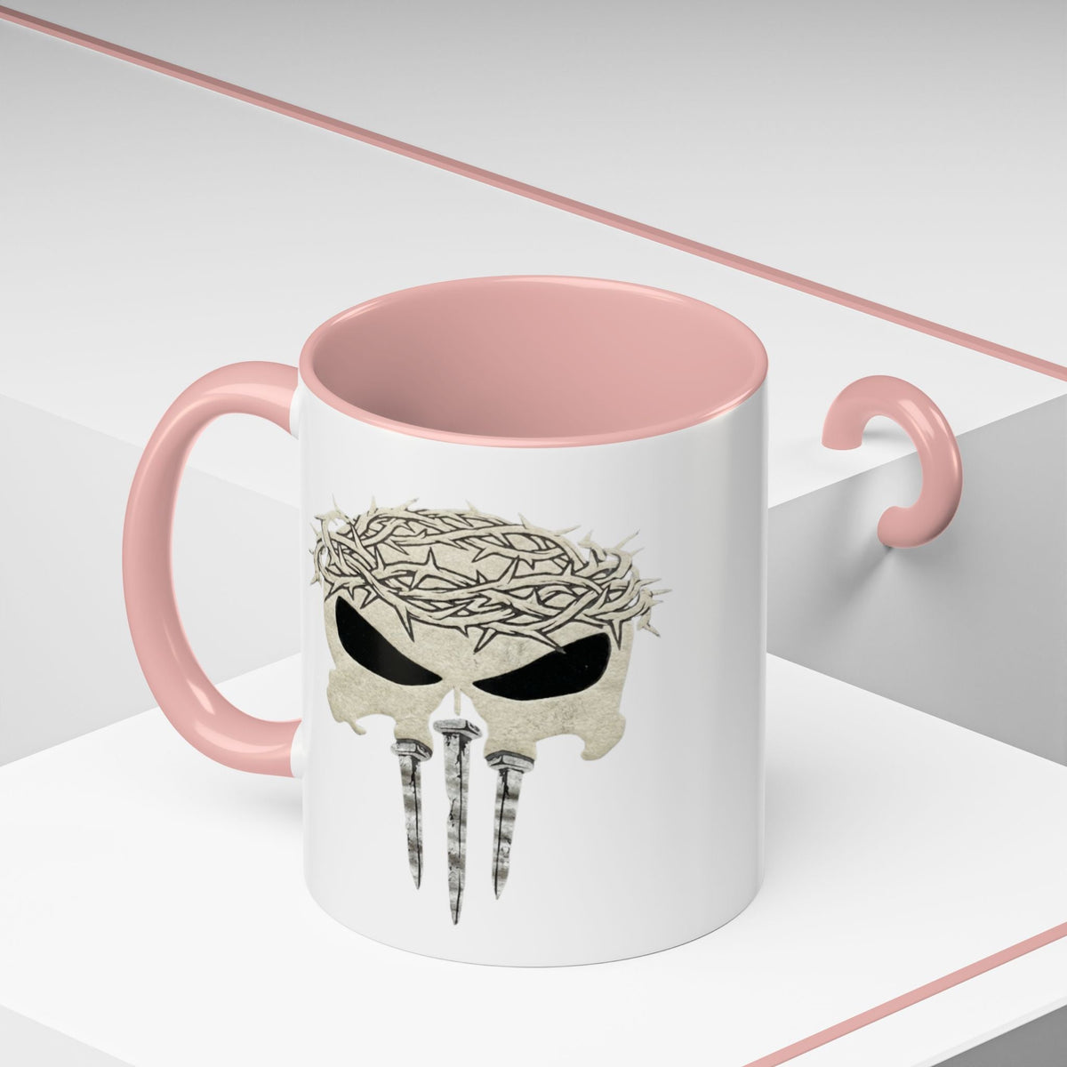 Christian Skull Coffee Mug — Crown of Thorns “Warrior Faith” (11/15 oz) Printify