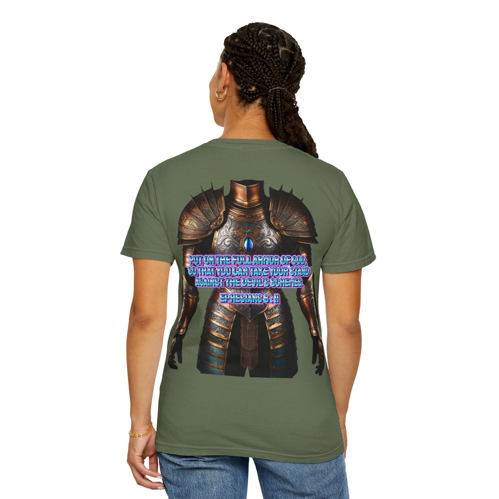 Religious Graphic Tee with Armor Of God Design - Unisex Garment-Dyed T-shirt Printify