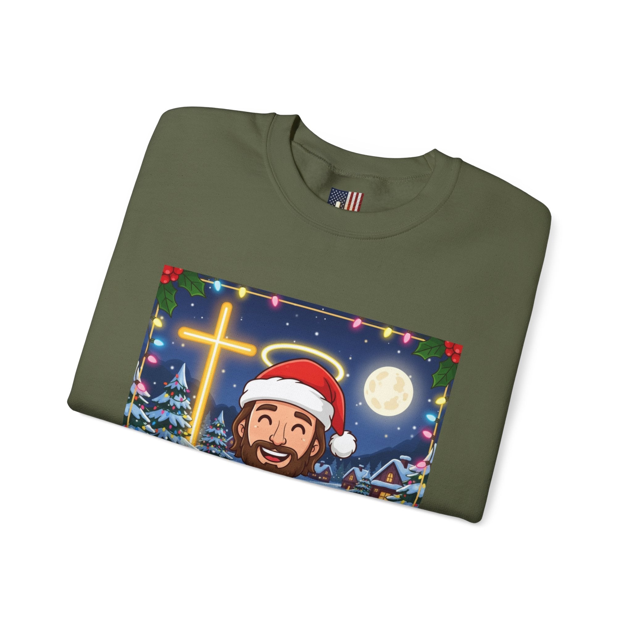🎄 Make Christmas Great Again – Funny Christian Sweatshirt | Jesus Holding Banner | Faith-Based Holiday Parody Tee | Uplifted Gear Printify