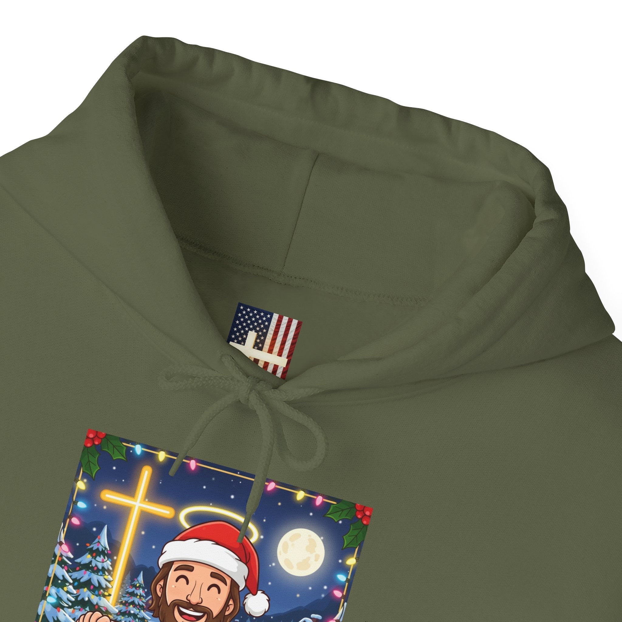 🎄 Make Christmas Great Again – Funny Christian Hoodie | Jesus Holding Banner | Faith-Based Holiday Parody Tee | Uplifted Gear Printify