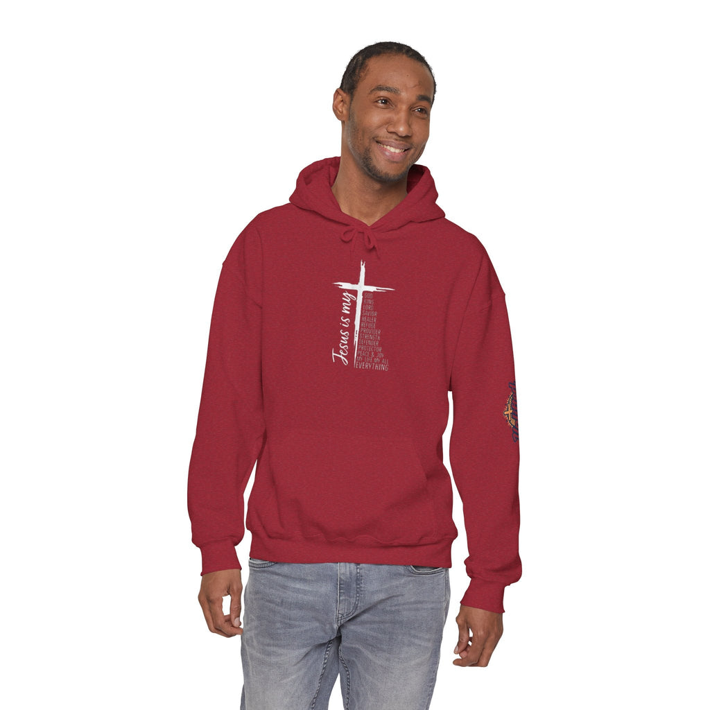 Jesus Is My Everything Hoodie – Cross List God King Lord Savior Christian Sweatshirt for Total Surrender Faith Printify
