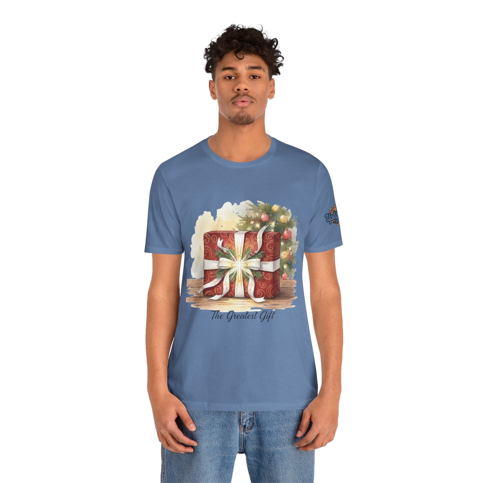 The Greatest Gift T-shirt – Cross Bow Present Christian T-shirt for Christmas Salvation & Eternal Faith Printify