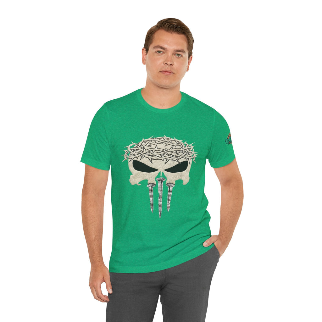 Christian Skull T-shirt - Crown of Thorns & Nails - Warrior Faith T-shirt Printify