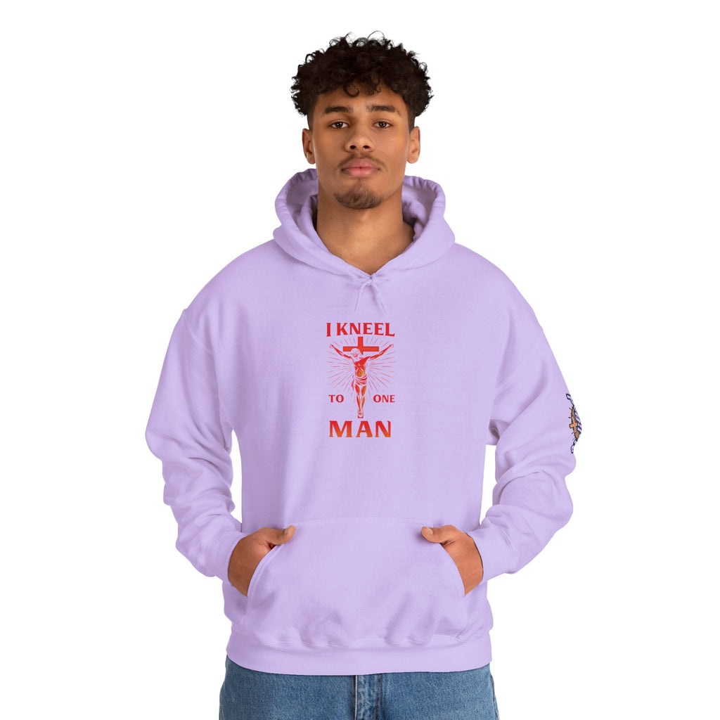 I Kneel to One Man Hoodie – Crucifixion Christian Sweatshirt for Unashamed Devotion & Bold Faith Printify