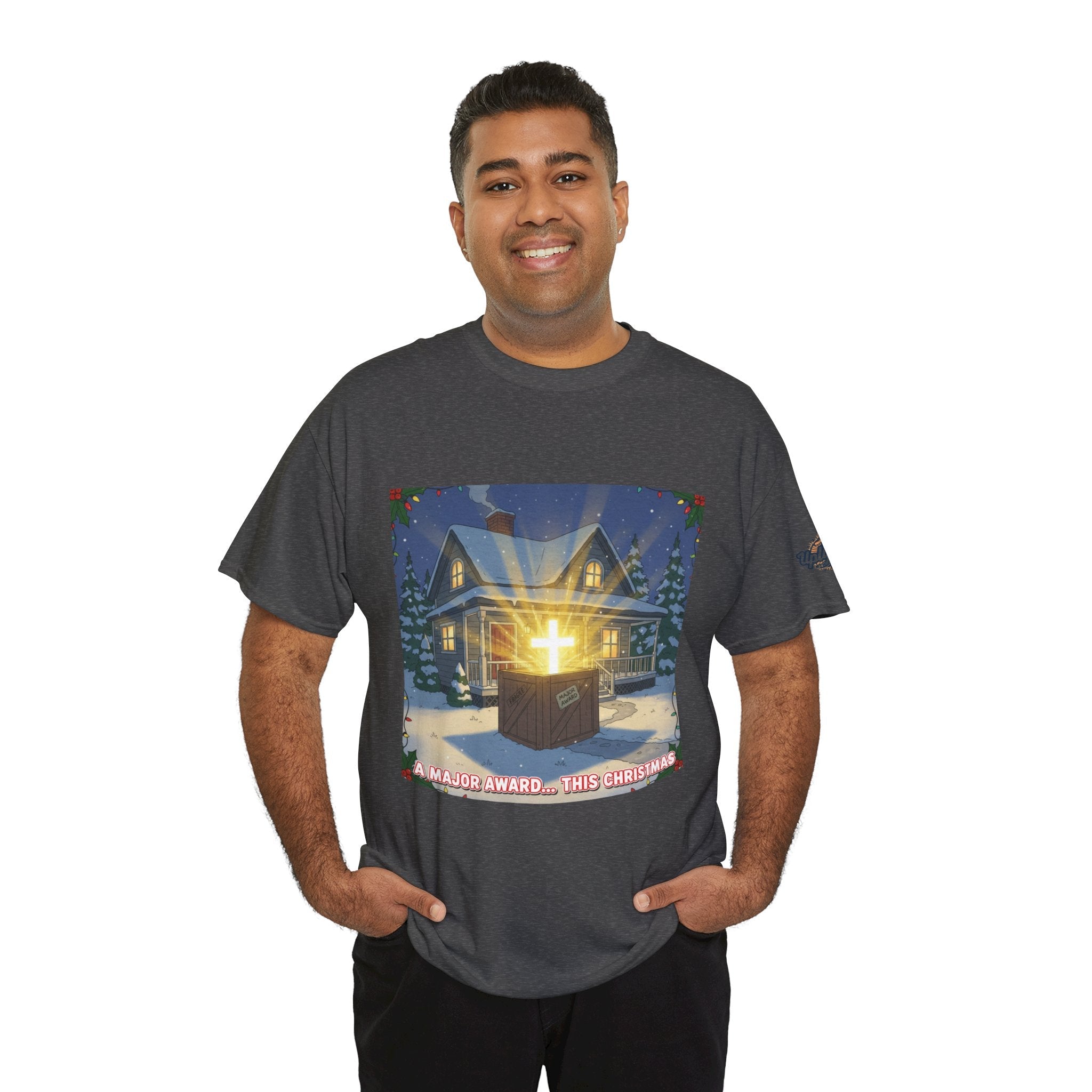 A Major Award This Christmas T-shirt – Fragile Leg Lamp Parody Cross Unboxing Christian T-shirt for Hilarious Faith & Holiday Glow Printify