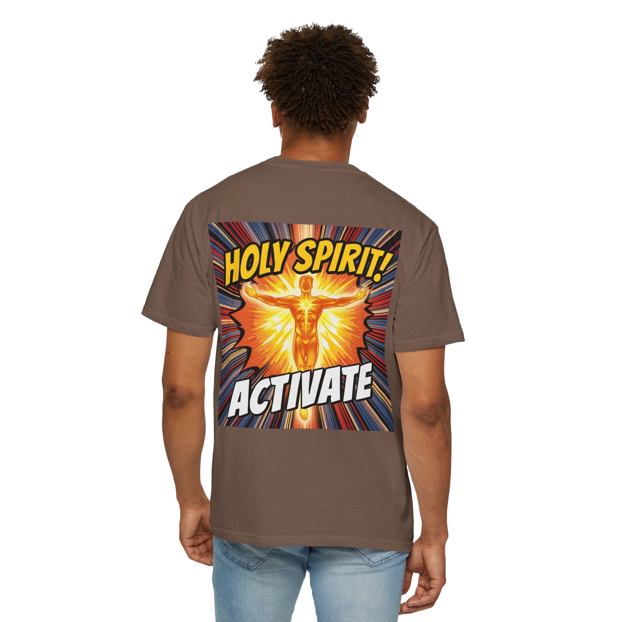 Holy Spirit Activate T-shirt – Superhero Christian T-shirt with Vibrant Power-Up Design for Faith-Fueled Boldness Printify