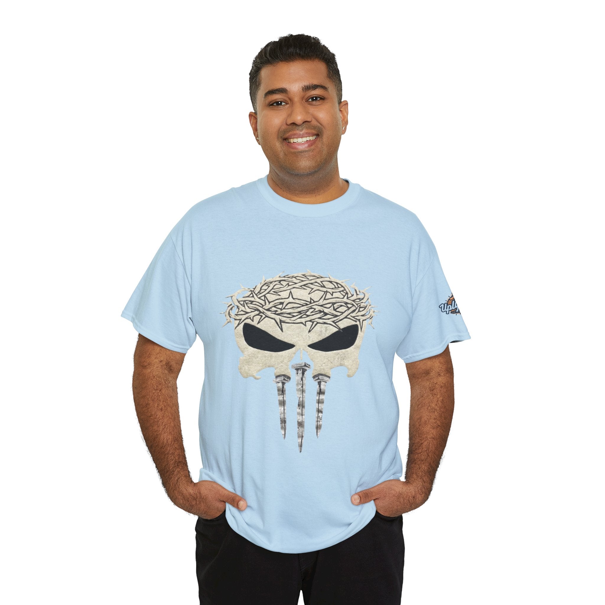 Christian Skull T-shirt - Crown of Thorns & Nails - Warrior Faith T-shirt Printify