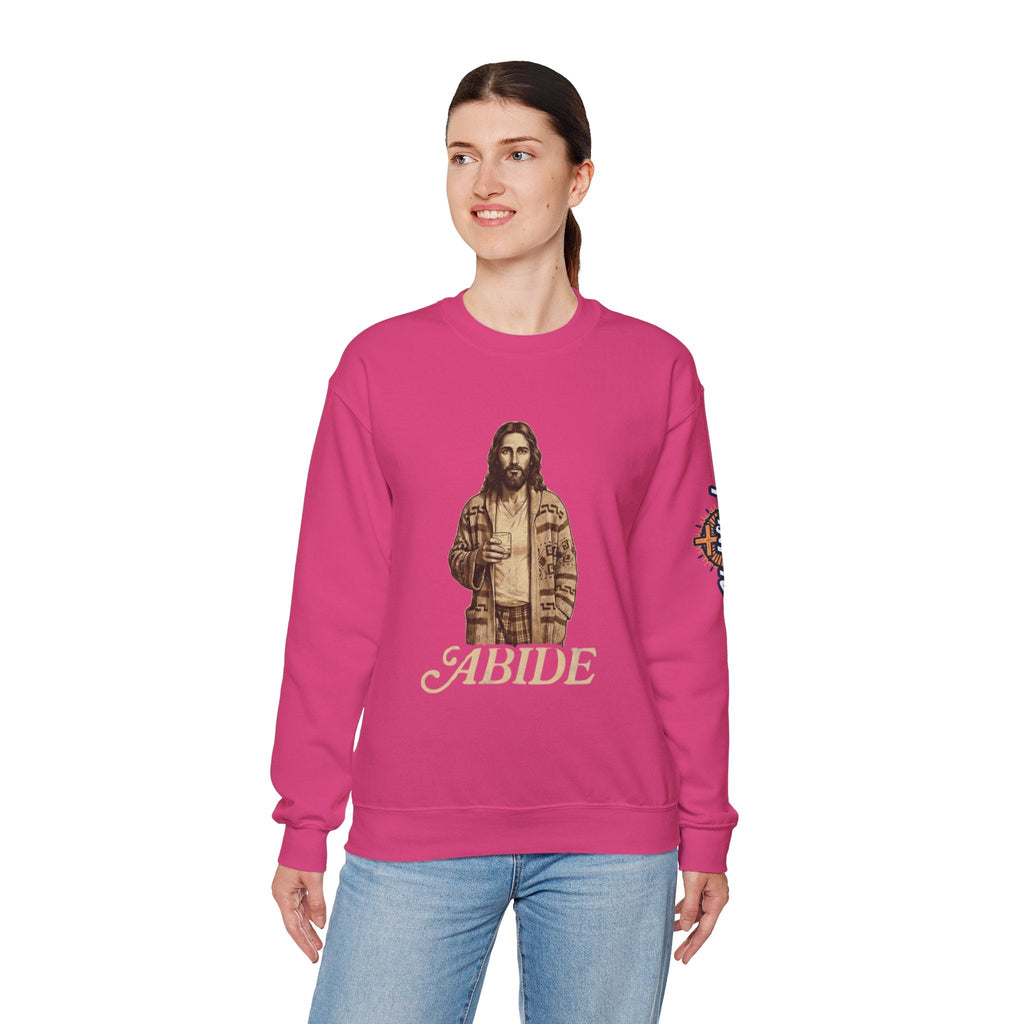 Abide Jesus Sweatshirt — Vintage 'The Dude' Religious Graphic Sweatshirt Printify