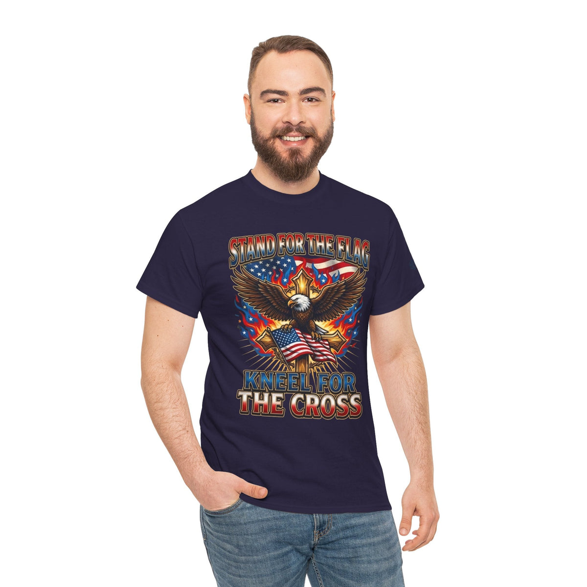 Stand for the Flag Kneel for the Cross T-shirt | Patriotic Eagle T-shirt Printify