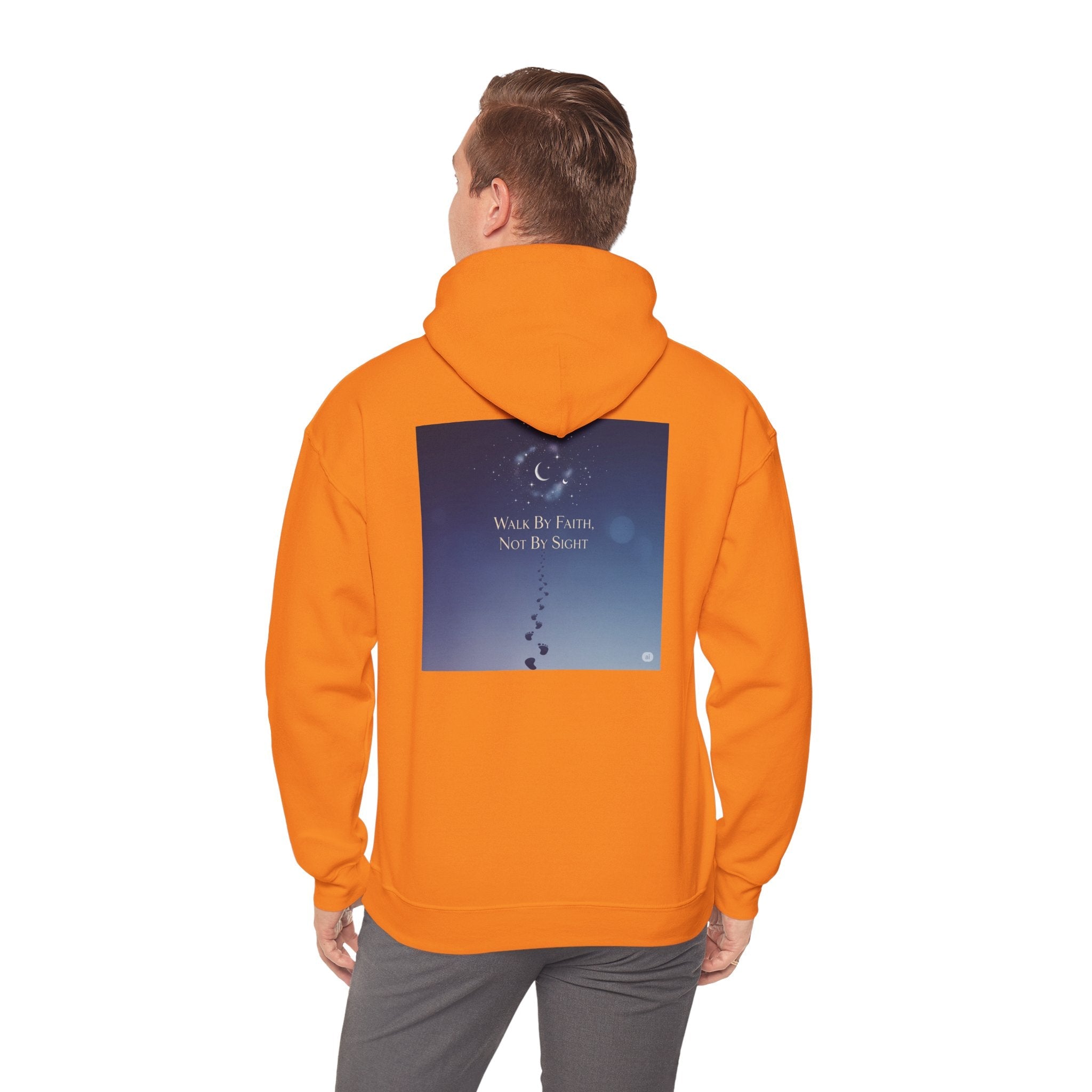Walk by Faith, Not by Sight Hoodie – Moonlit Footprints Christian Hoodie for Cozy Nights Printify