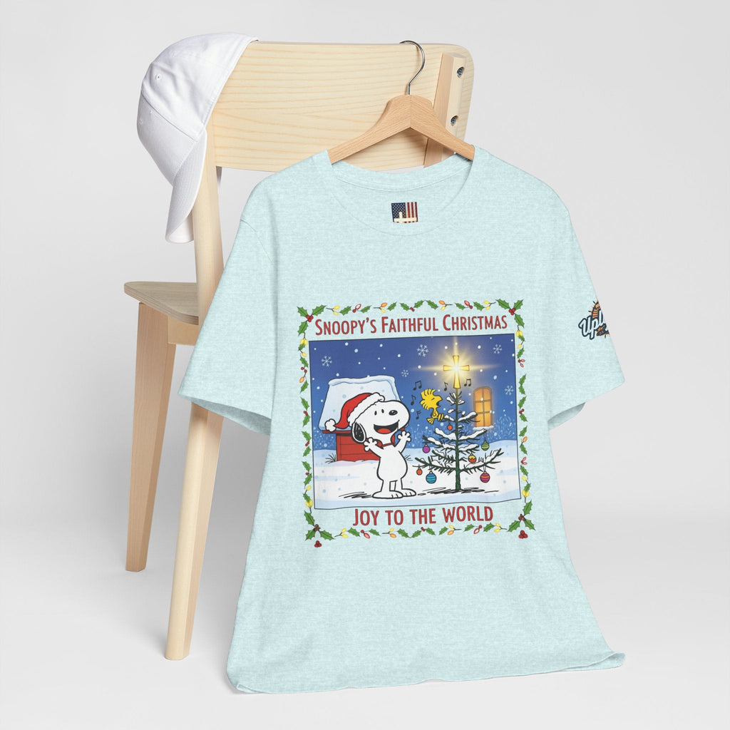 🎄 Faithful Christmas Friends – Christian Holiday T-Shirt | Festive Tree & Cartoon Duo | Heartwarming Christmas Tee by Uplifted Gear Printify