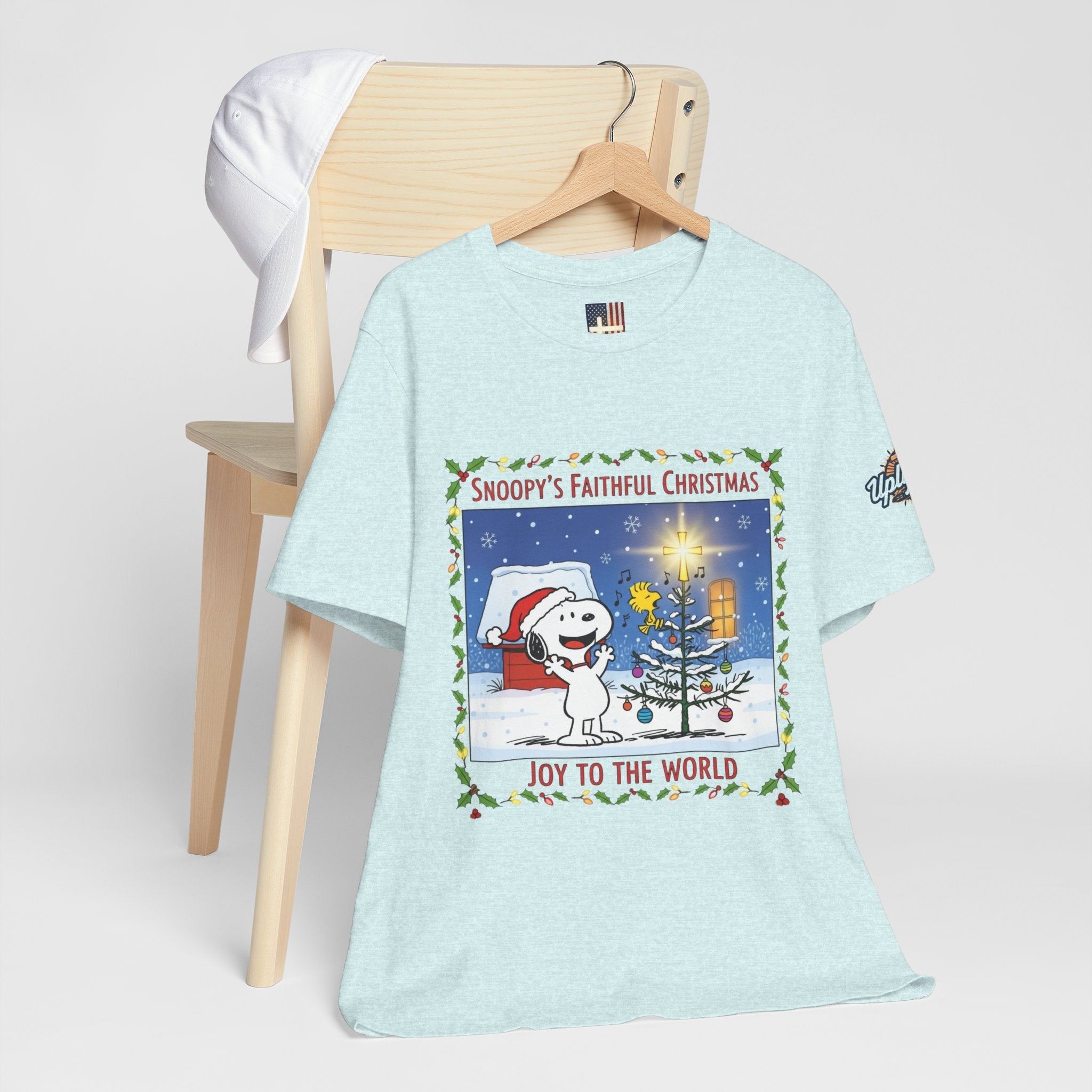 🎄 Faithful Christmas Friends – Christian Holiday T-Shirt | Festive Tree & Cartoon Duo | Heartwarming Christmas Tee by Uplifted Gear Printify