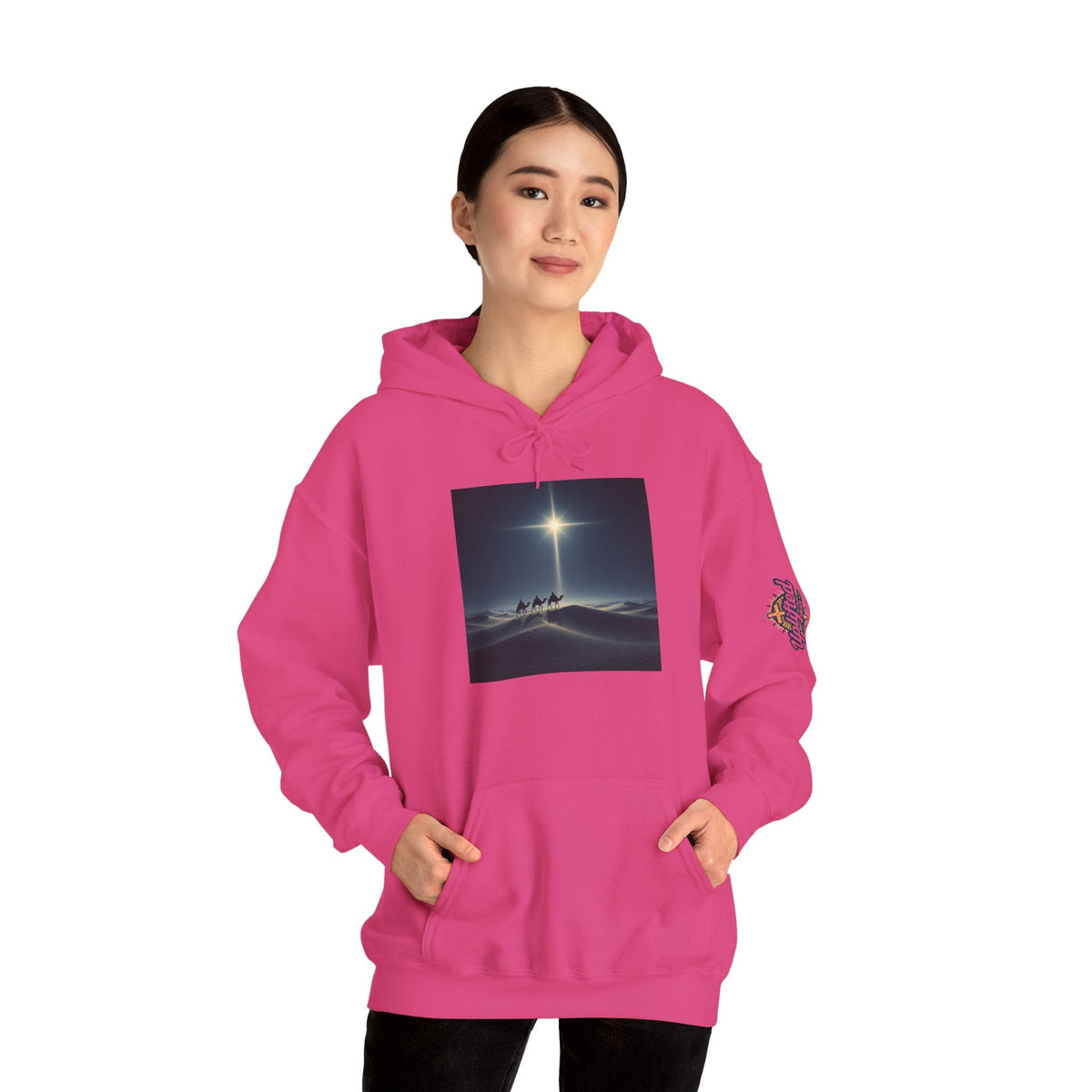 3 Wise Men Hoodie – Magi Camels Nativity Journey Christian Christmas Sweatshirt for Epiphany Faith & Holy Night Printify