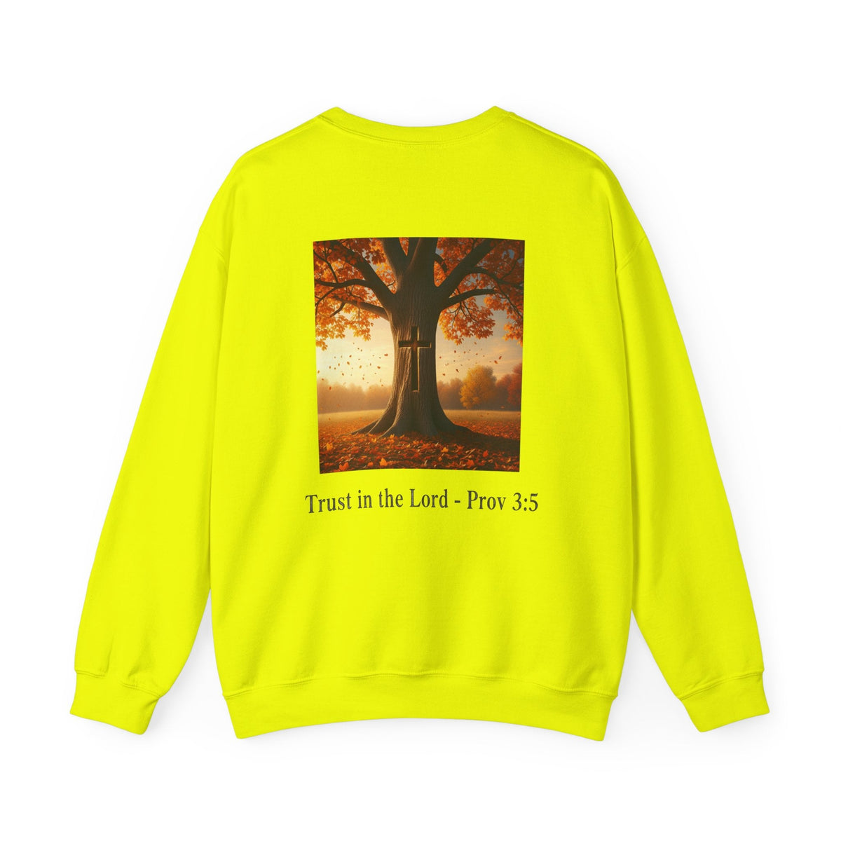 Trust in the Lord Sweatshirt – Autumn Tree Proverbs 3:5 Christian Sweatshirt for Cozy Faith Printify